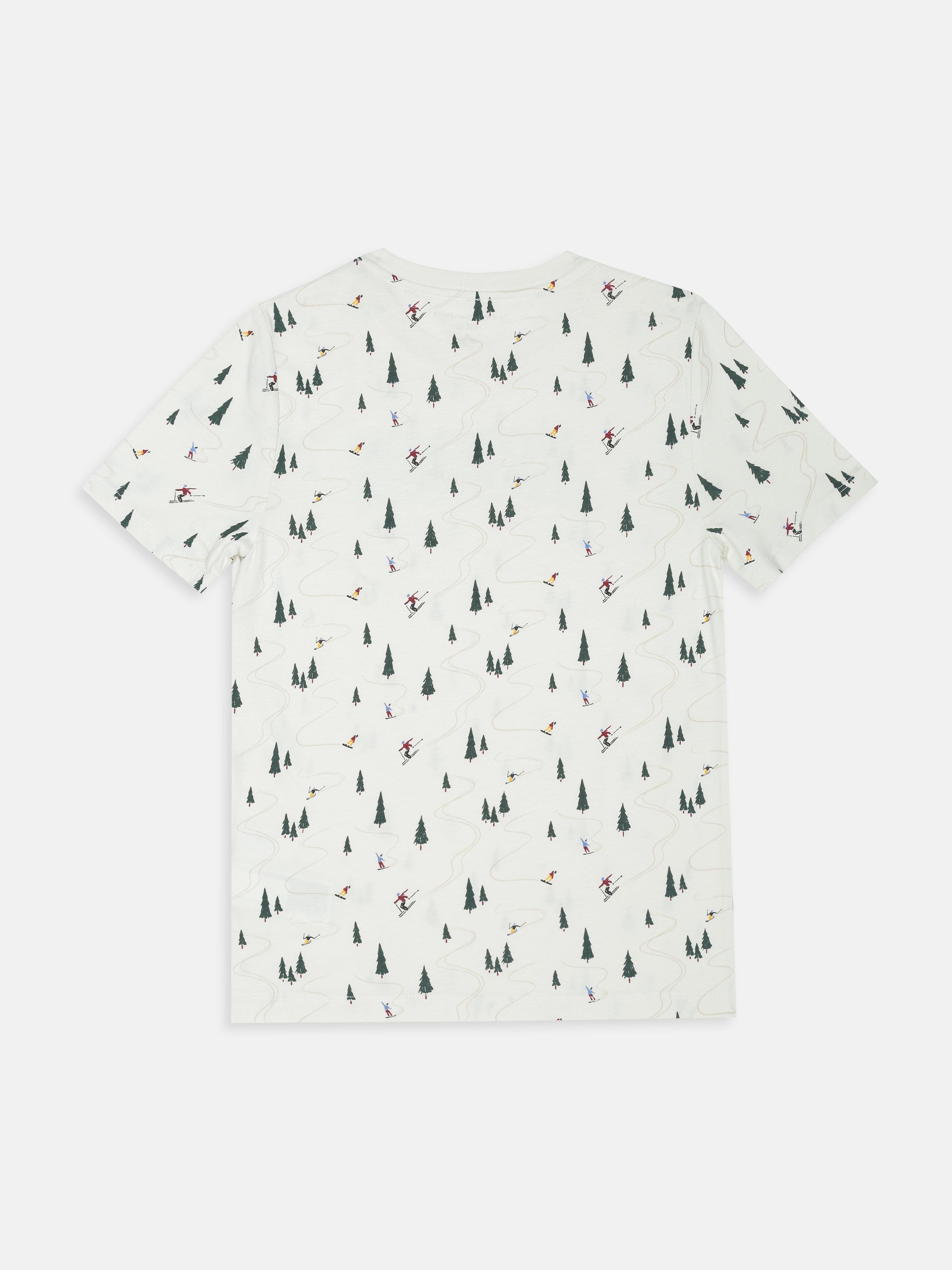 Boys Off White Printed Cotton T-Shirt