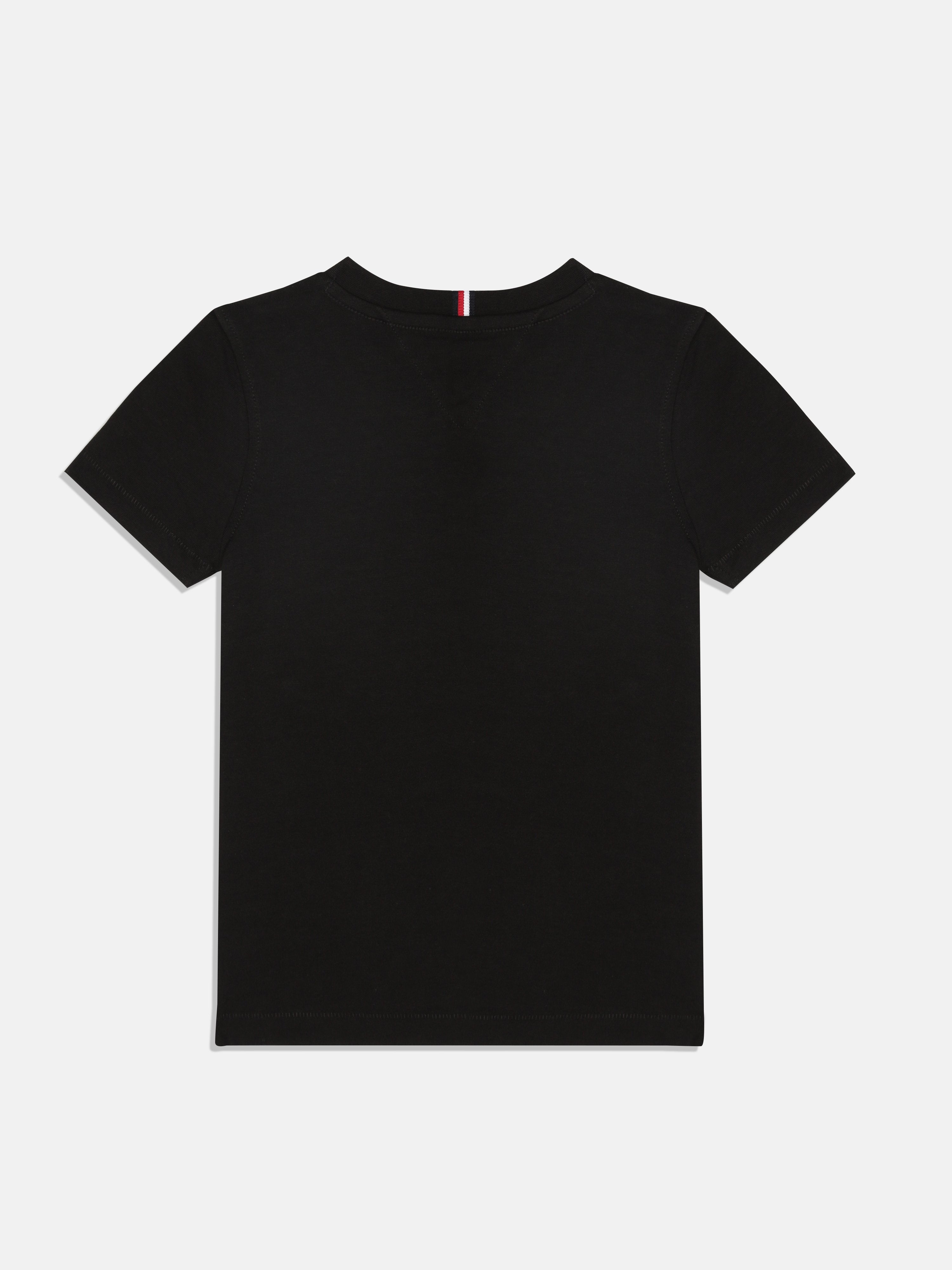 Boys Black Embroidered Logo Cotton T-Shirt
