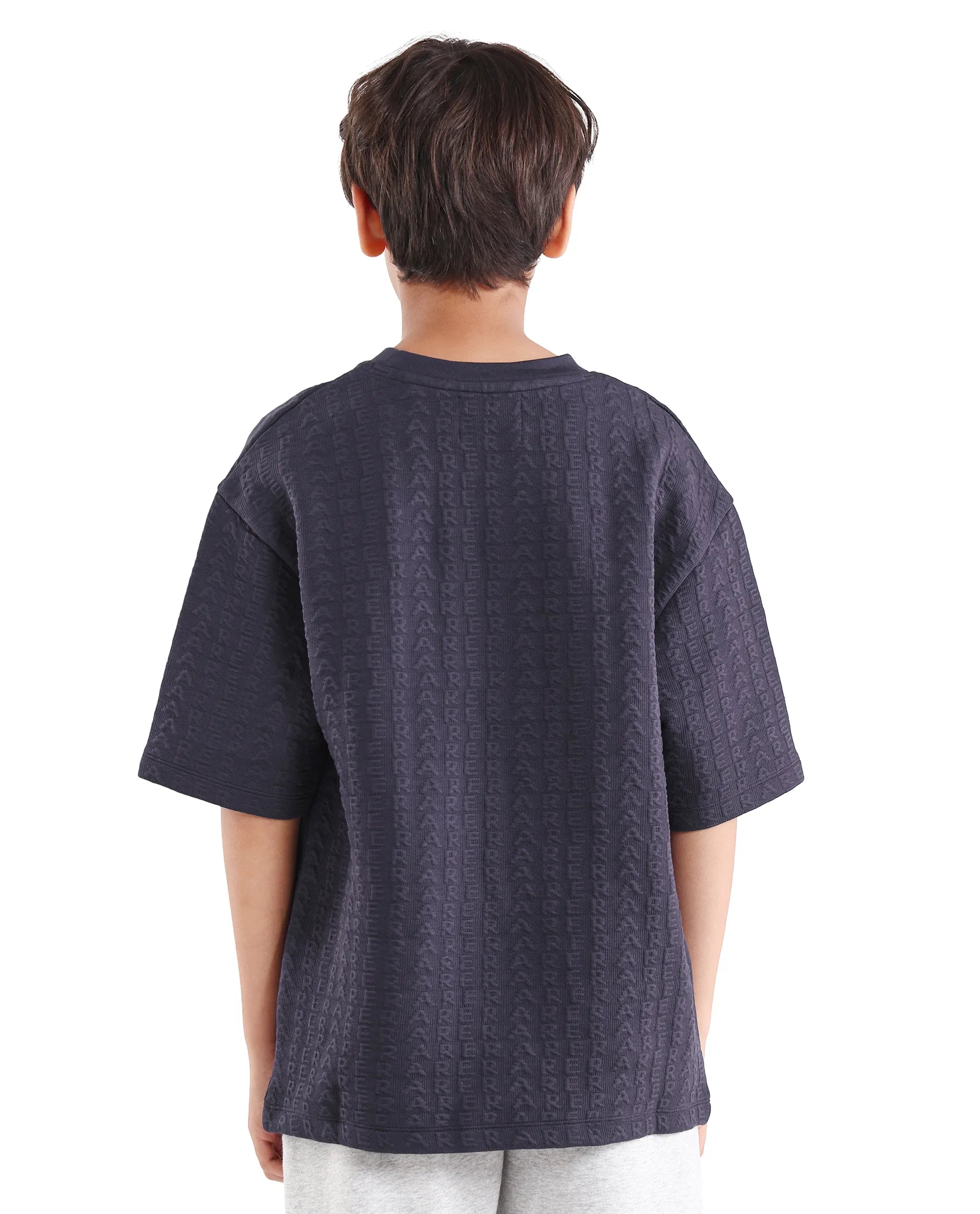 Boys Purple Jacquard Oversized Blend T-Shirt