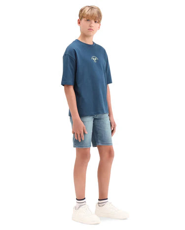Rare Ones Boys Light Blue Regular Fit Cotton Blend Shorts