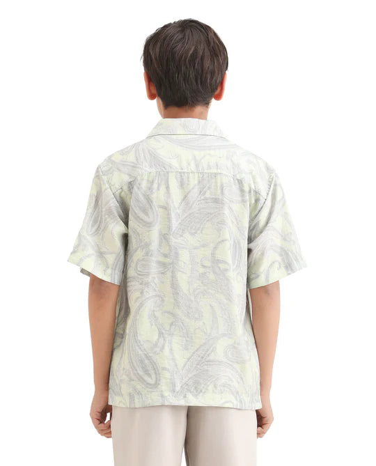 Rare Ones Boys Fluorescent Green Viscose Blend Boxy Shirt