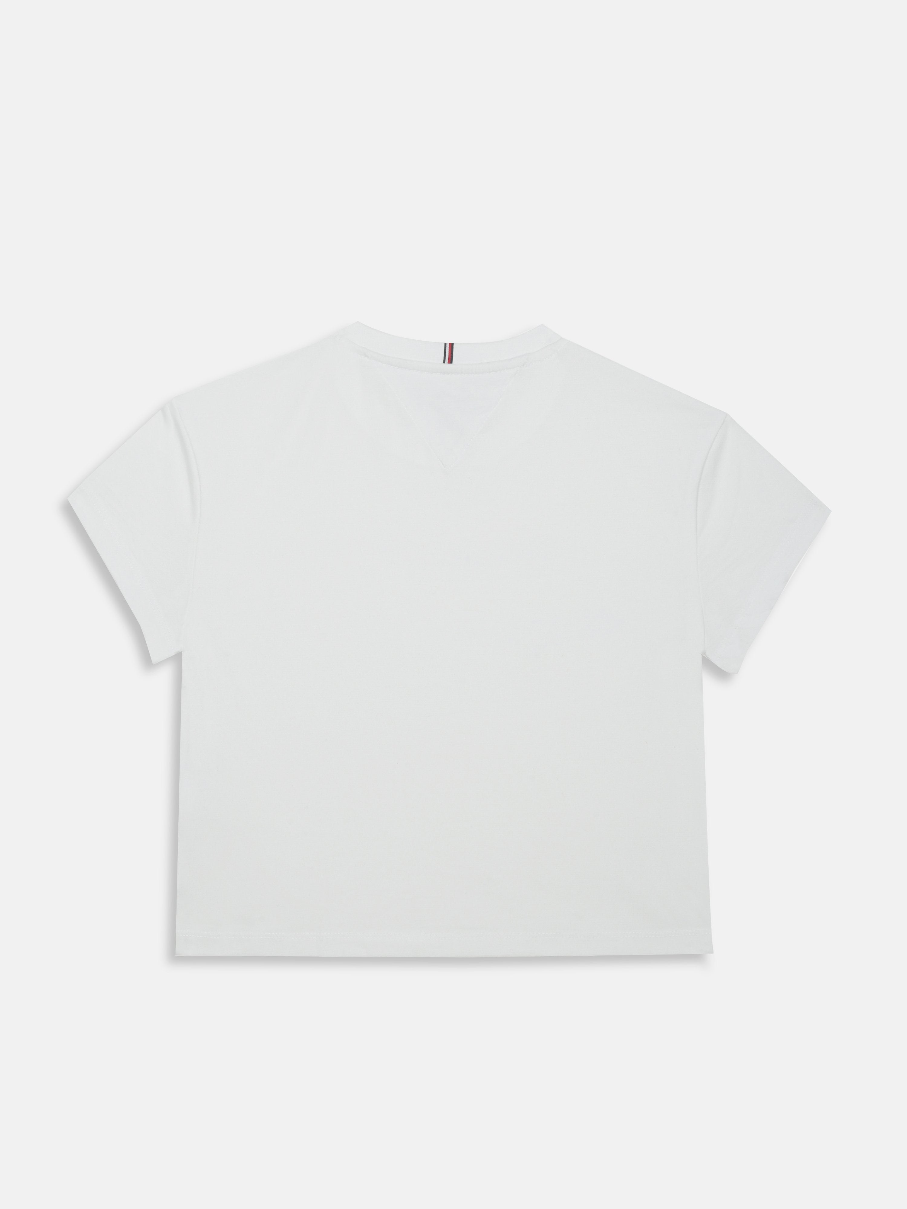 Girls White Logo Cotton Stretch Casual Knit Top