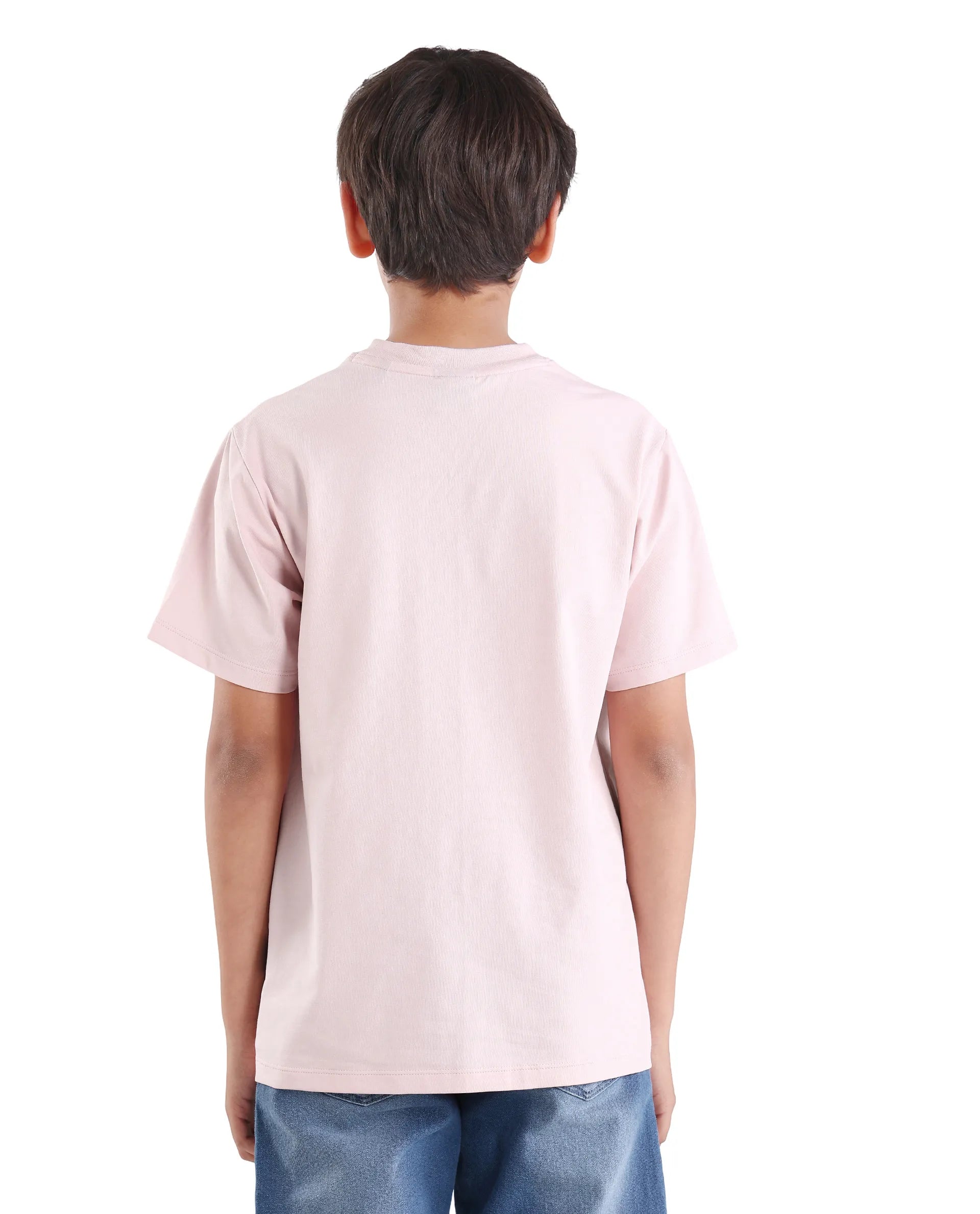 Rare Ones Boys Light Pink HD Print Regular Fit T-Shirt