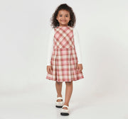 Fannel Check Dress with Rib T Shirt Green