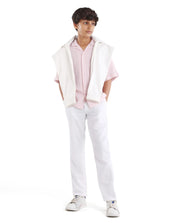 Rare Ones Boys White Cotton Blend Regular Fit Trouser