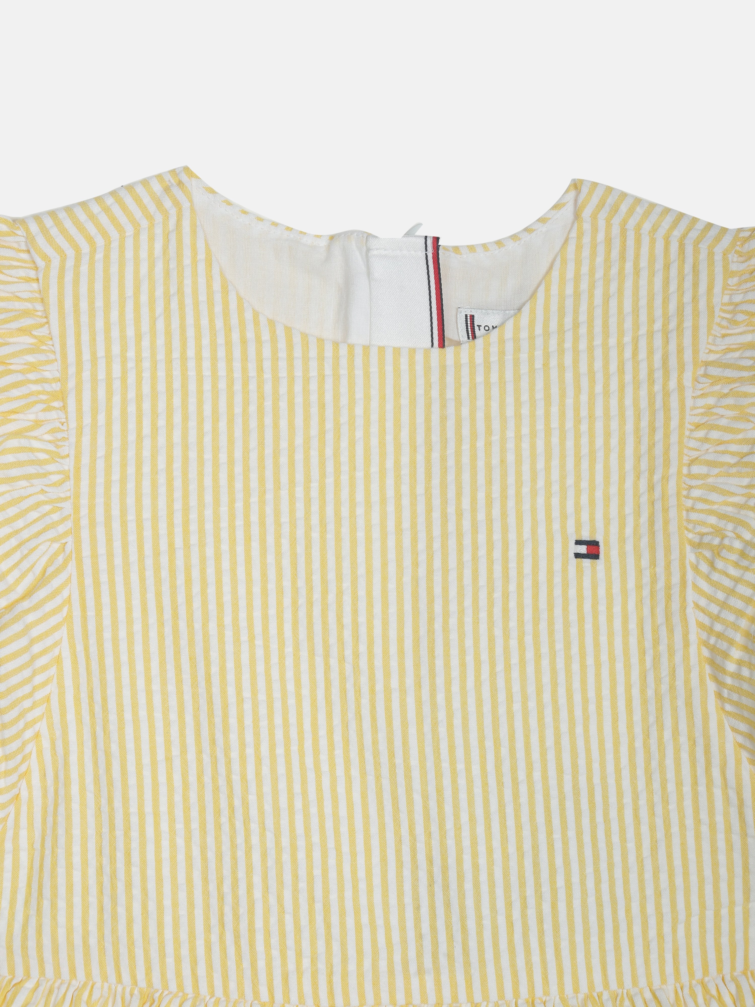 Girls Yellow Striped Knee-Length A-Line Dress