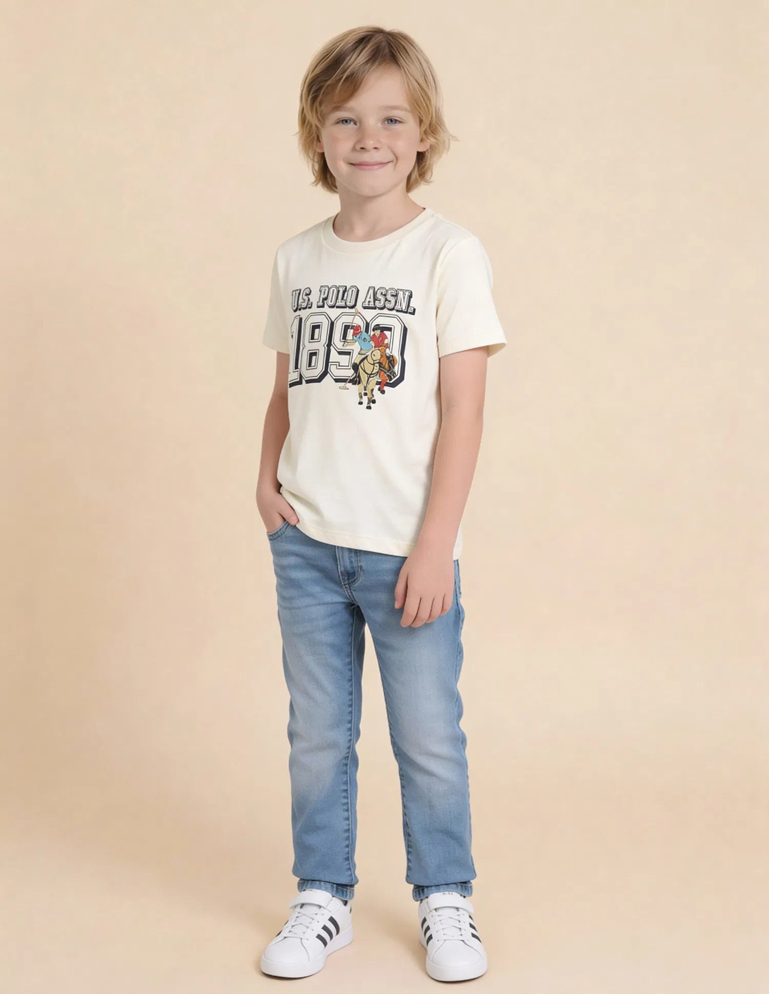 Boys Off White Cotton Graphic Print Regular Fit T-Shirt