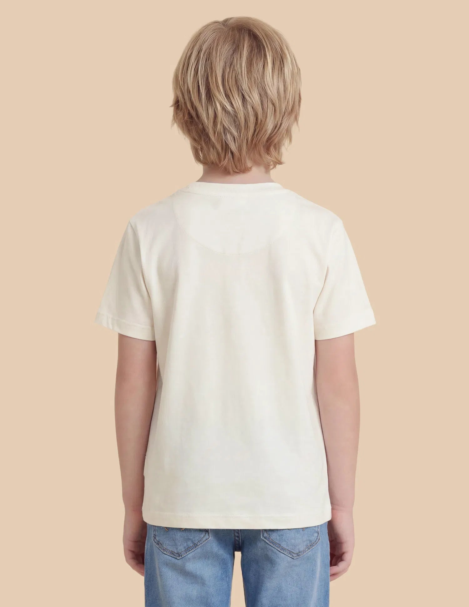 Boys Off White Cotton Graphic Print Regular Fit T-Shirt