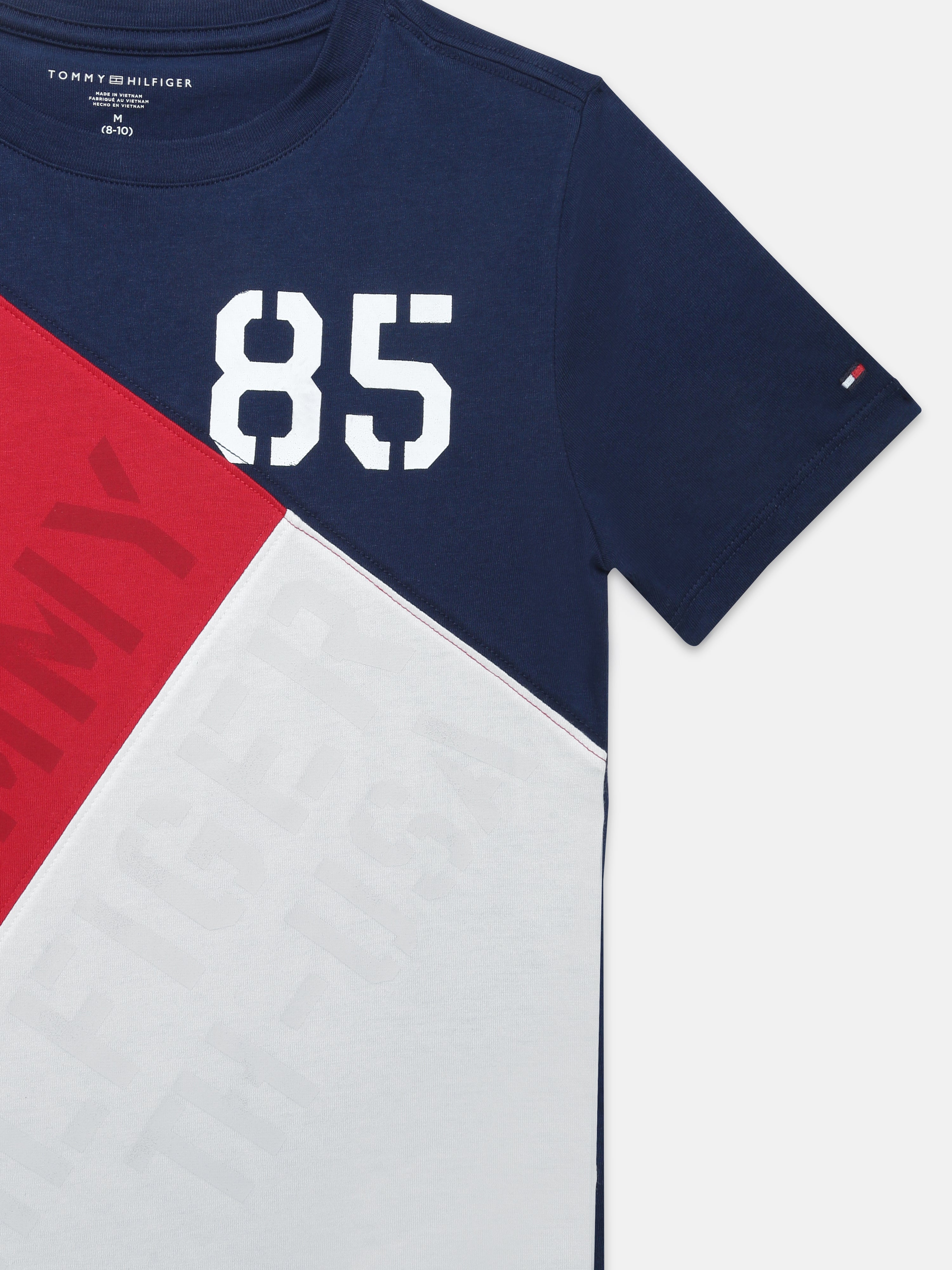 Boys Navy Cotton Colorblock Casual Knit T-Shirt