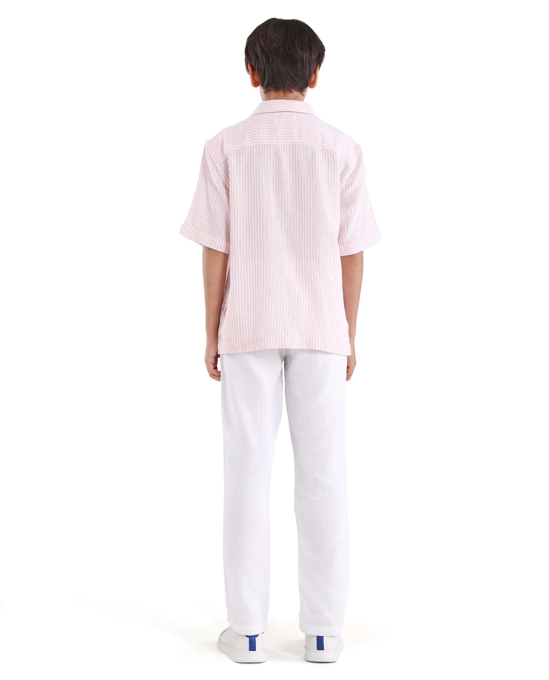 Rare Ones Boys White Cotton Blend Regular Fit Trouser