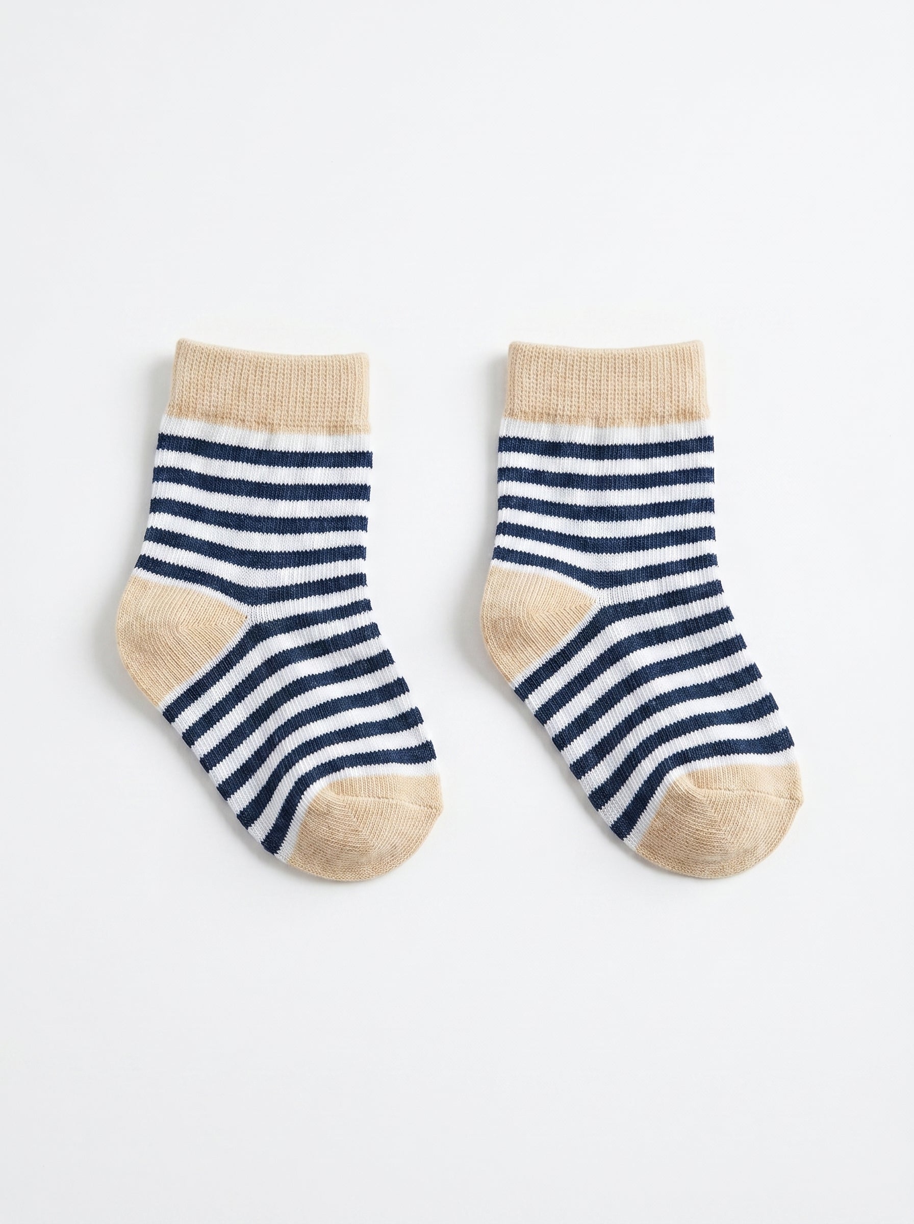 Unisex Beige Striped Cotton Ankle Socks