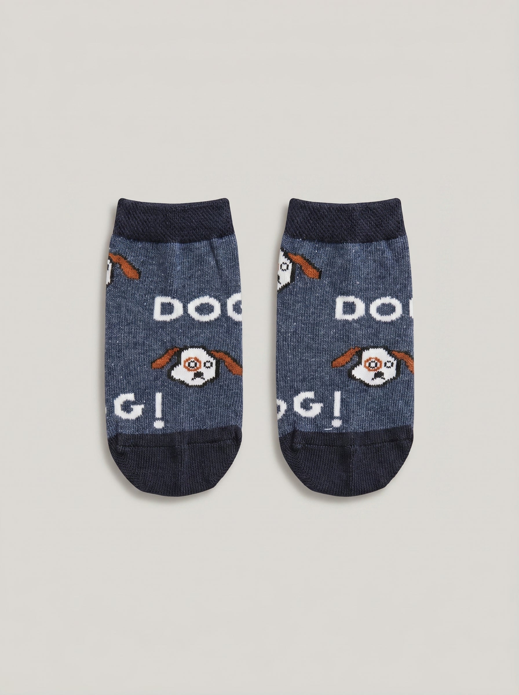 Unisex Navy Dog Graphic Cotton Ankle Socks