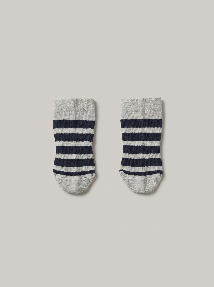 Unisex Grey Striped Cotton Ankle Socks