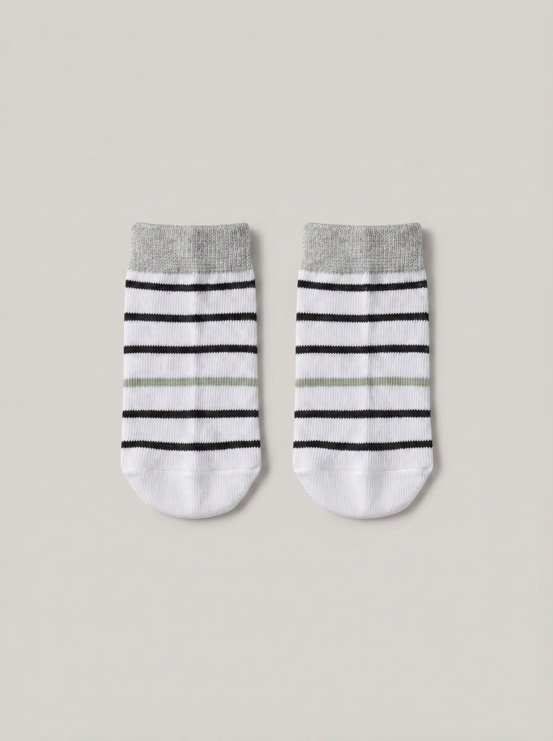 Unisex White Monochrome Stripe Cotton Ankle Socks