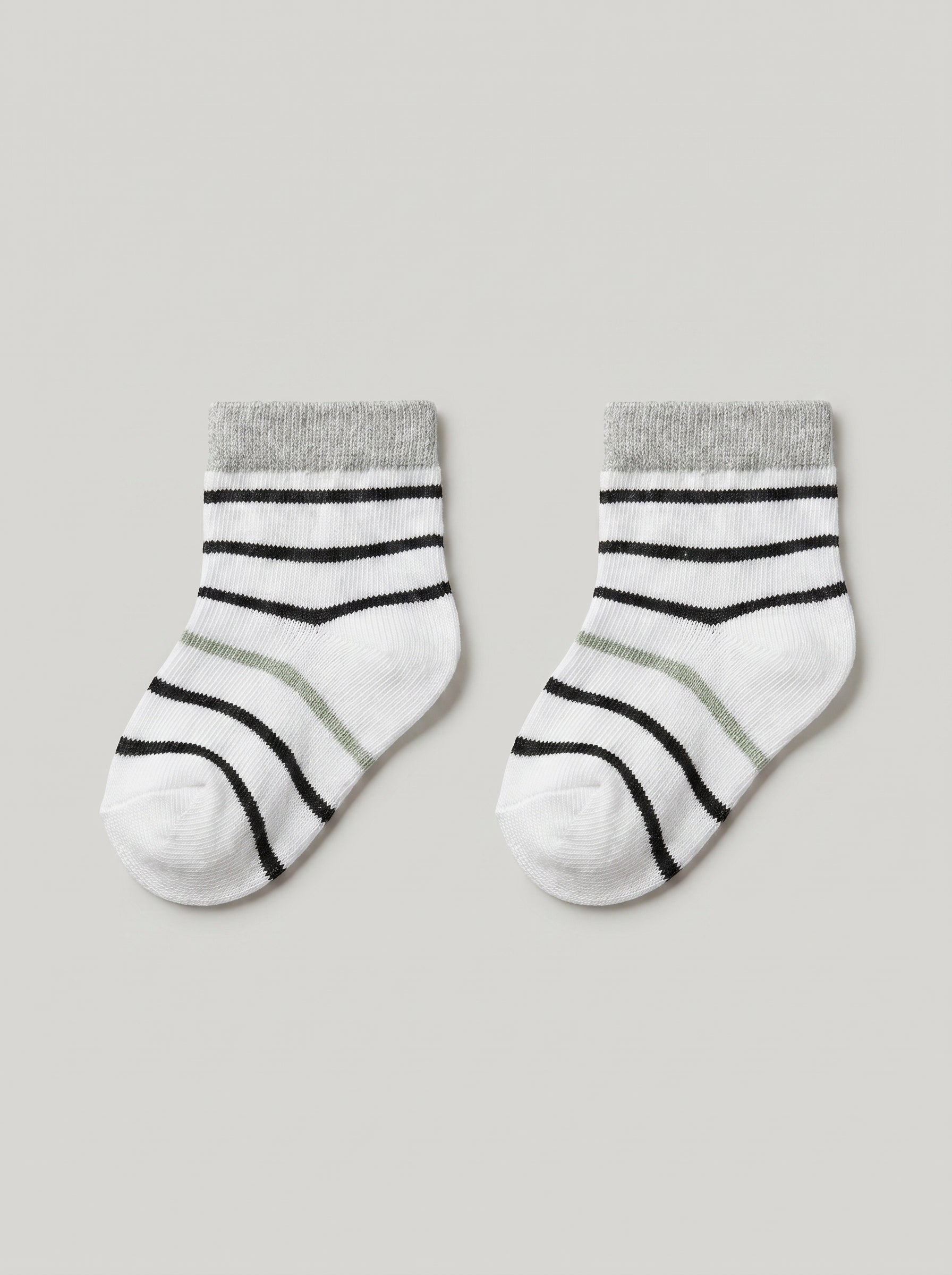 Unisex White Monochrome Stripe Cotton Ankle Socks