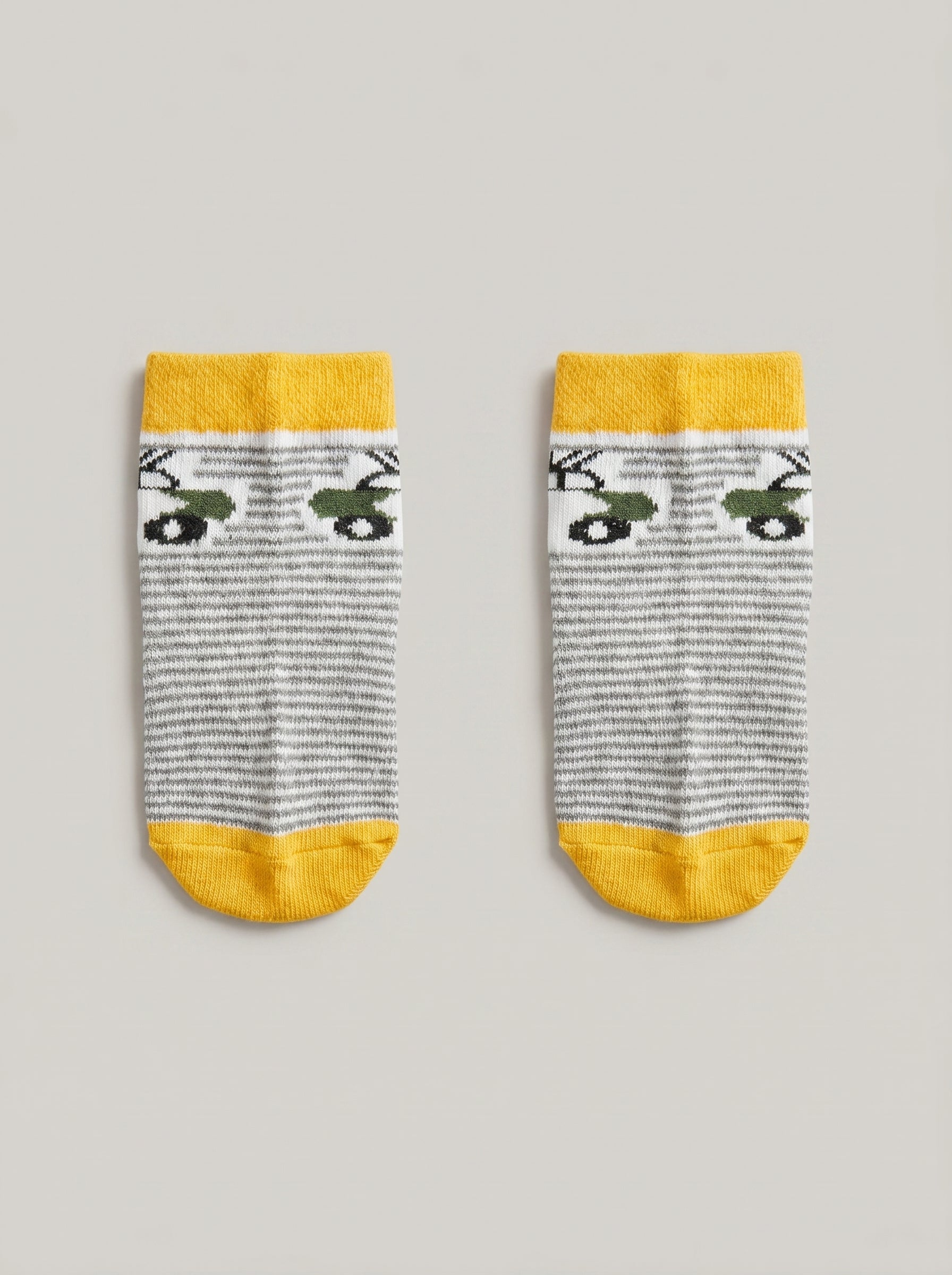 Unisex Yellow Bicycle Stripe Cotton Ankle Socks