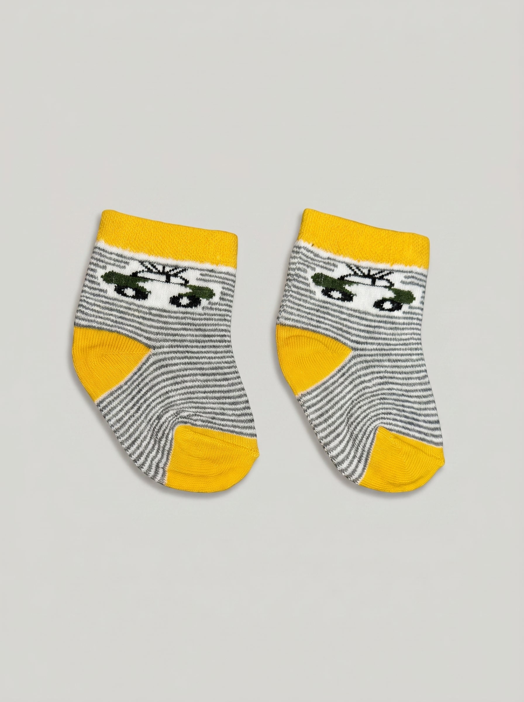 Unisex Yellow Bicycle Stripe Cotton Ankle Socks