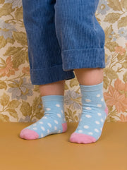 Unisex Sky Blue Polka Dot Cotton Ankle Socks