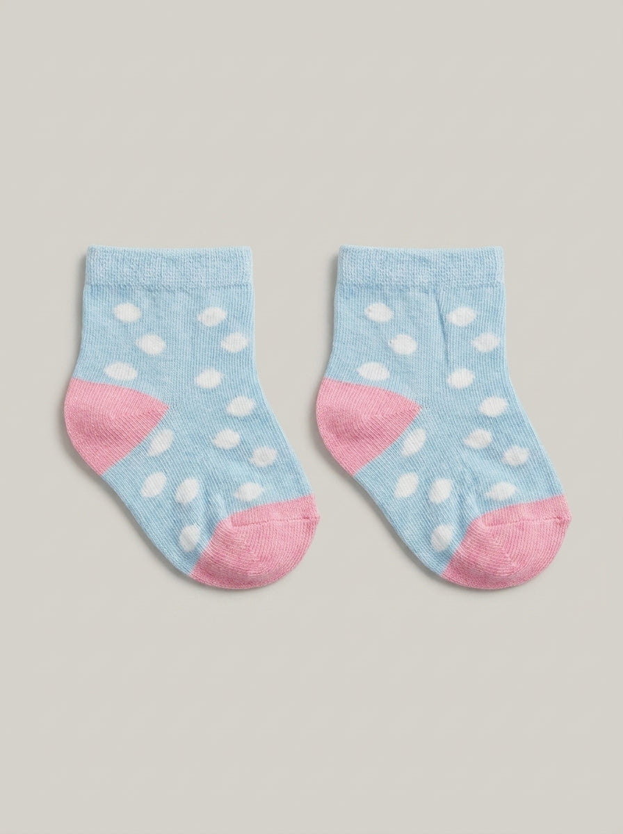Unisex Sky Blue Polka Dot Cotton Ankle Socks