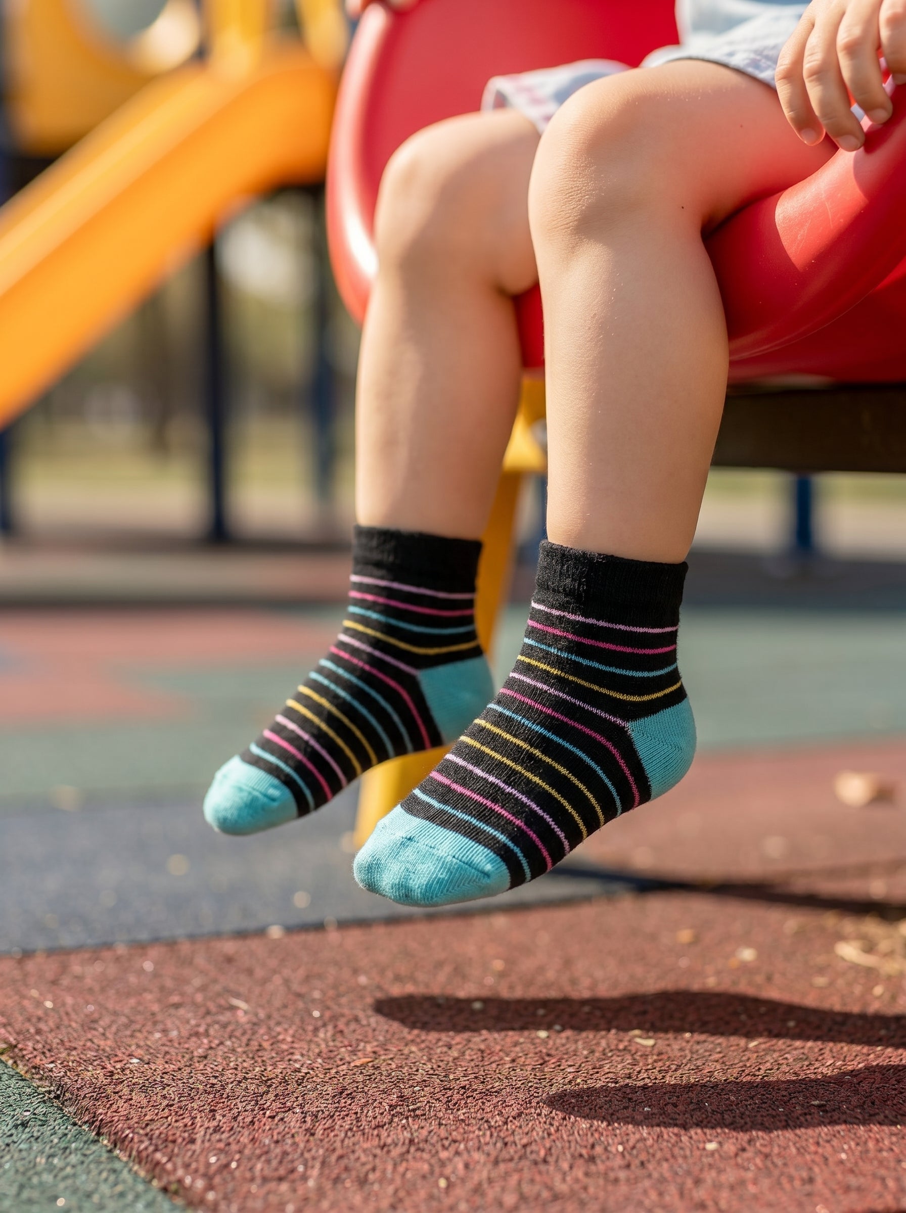 Unisex Neon Stripe Cotton Ankle Socks