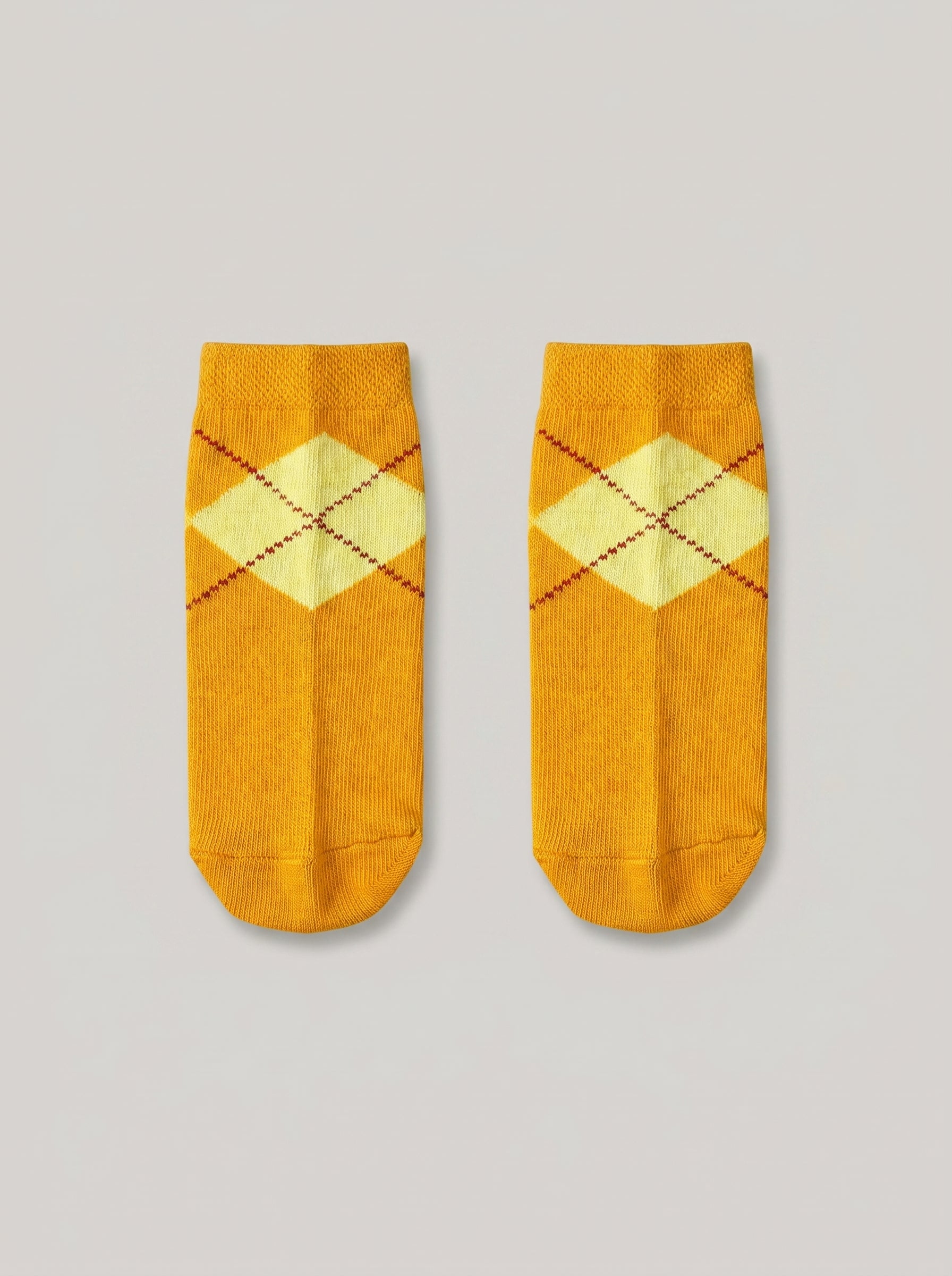 Unisex Rust Argyle Cotton Ankle Socks