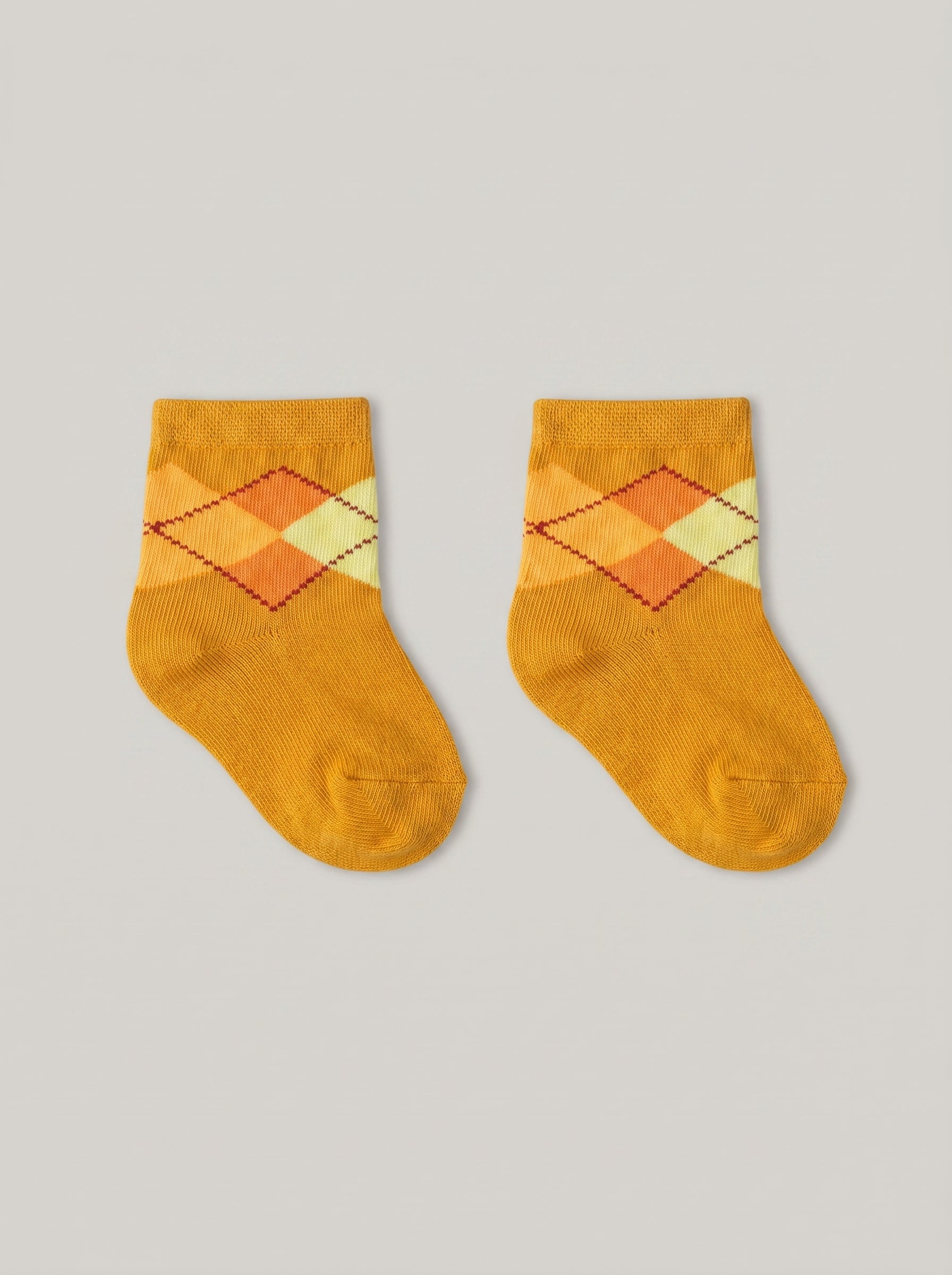 Unisex Rust Argyle Cotton Ankle Socks