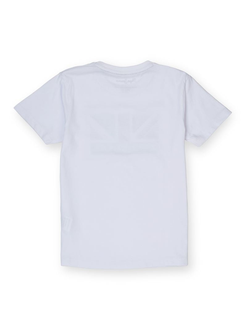 Boys White Graphic Print Regular Fit T-Shirt