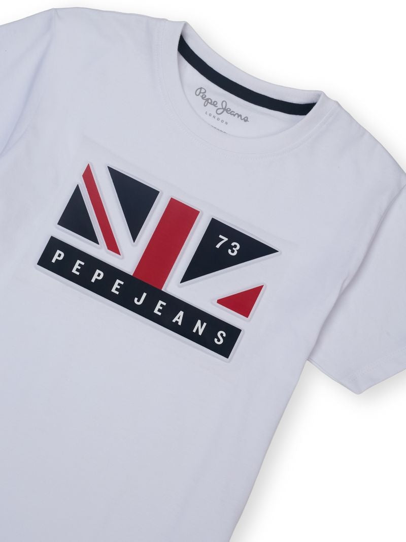 Boys White Graphic Print Regular Fit T-Shirt