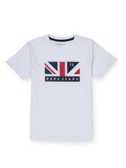 Boys White Graphic Print Regular Fit T-Shirt