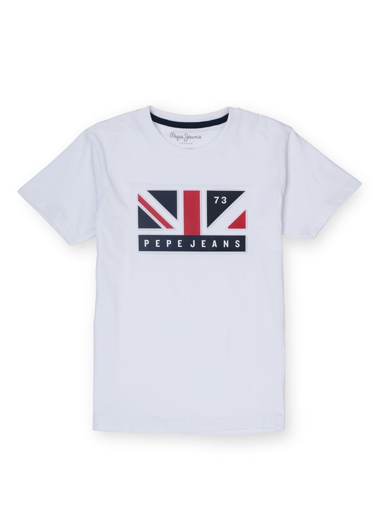 Boys White Graphic Print Regular Fit T-Shirt