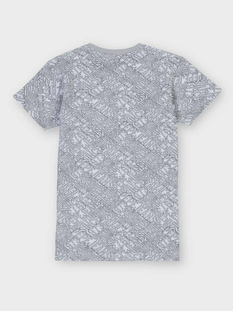 Boys Cem Grey Letter Print Regular Fit T-Shirt