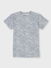 Boys Cem Grey Letter Print Regular Fit T-Shirt
