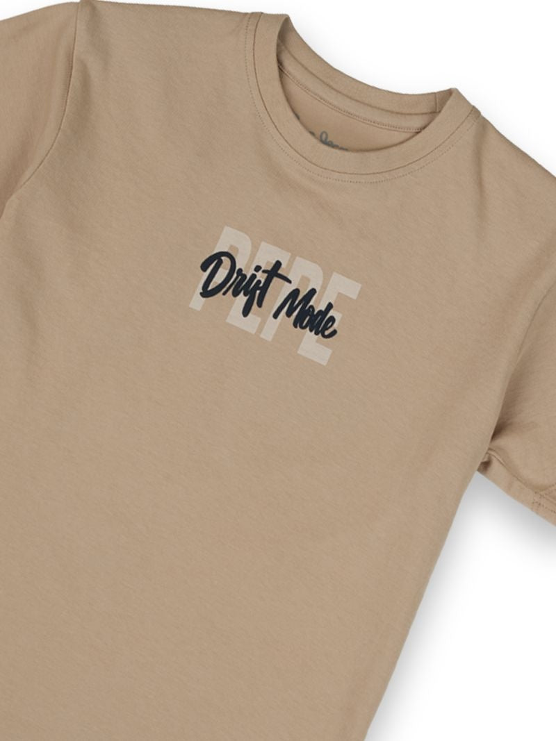 Boys Con Beige Graphic Print Regular Fit T-Shirt