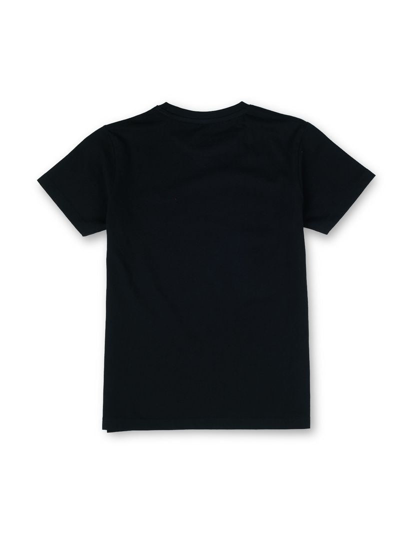 Boys Black Graphic Print Regular Fit T-Shirt Short Sleeves