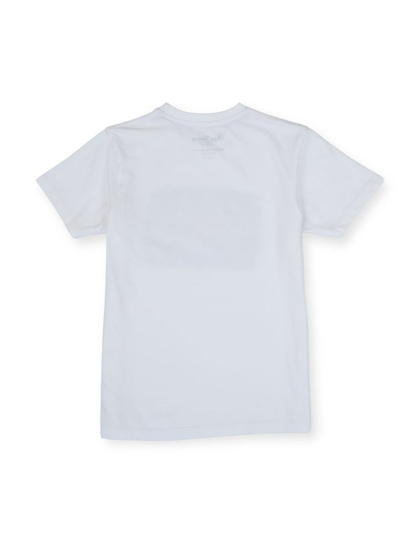 Boys White Graphic Print Regular Fit T-Shirt Short Sleeves