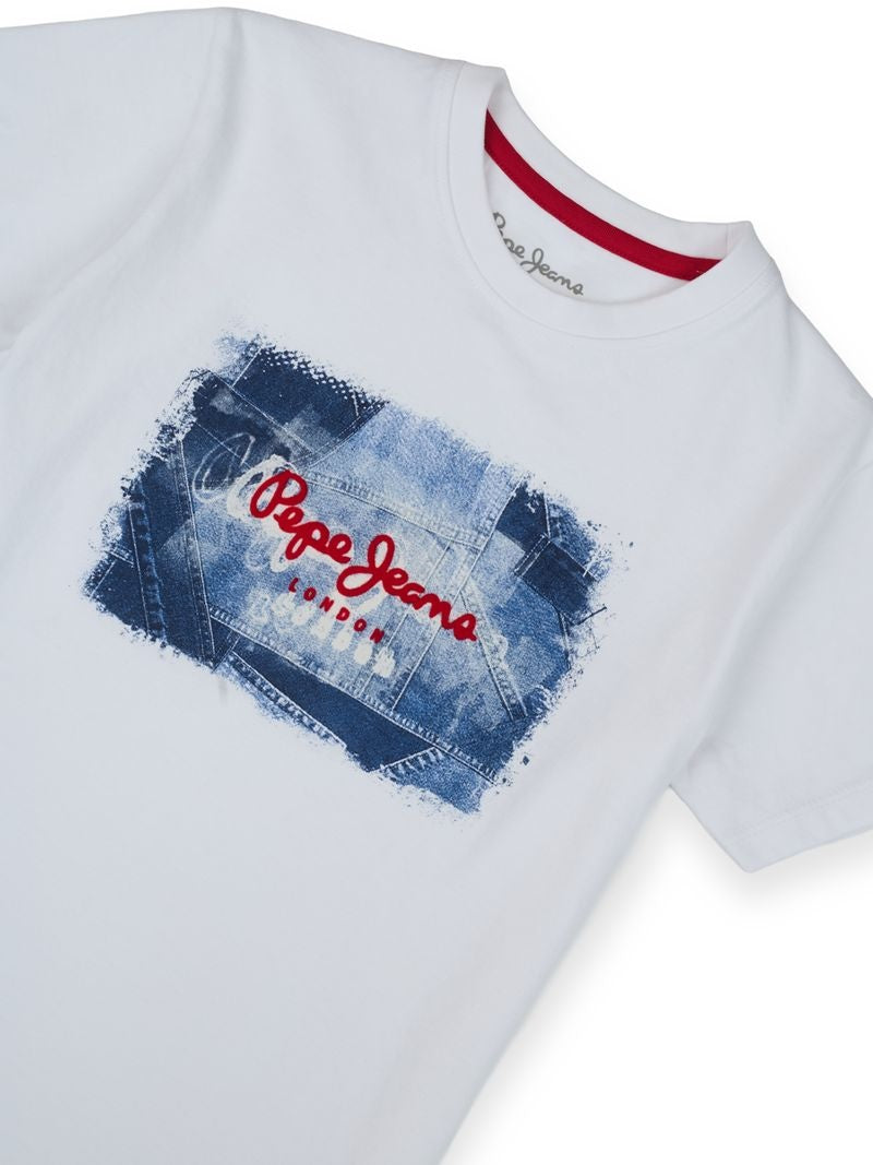 Boys White Graphic Print Regular Fit T-Shirt Short Sleeves