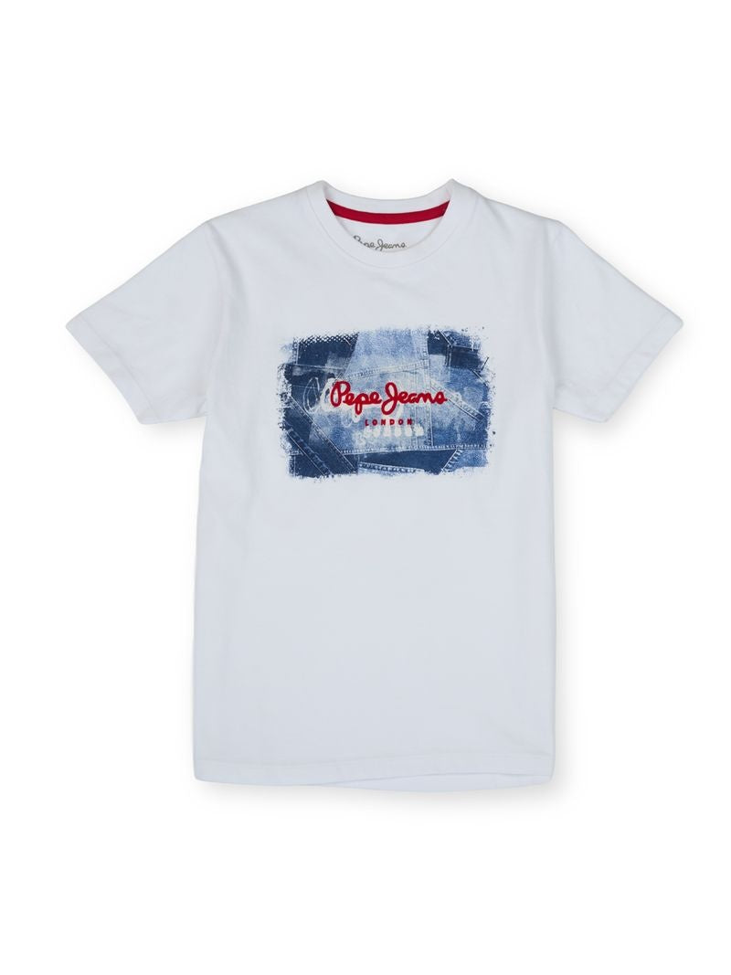 Boys White Graphic Print Regular Fit T-Shirt Short Sleeves