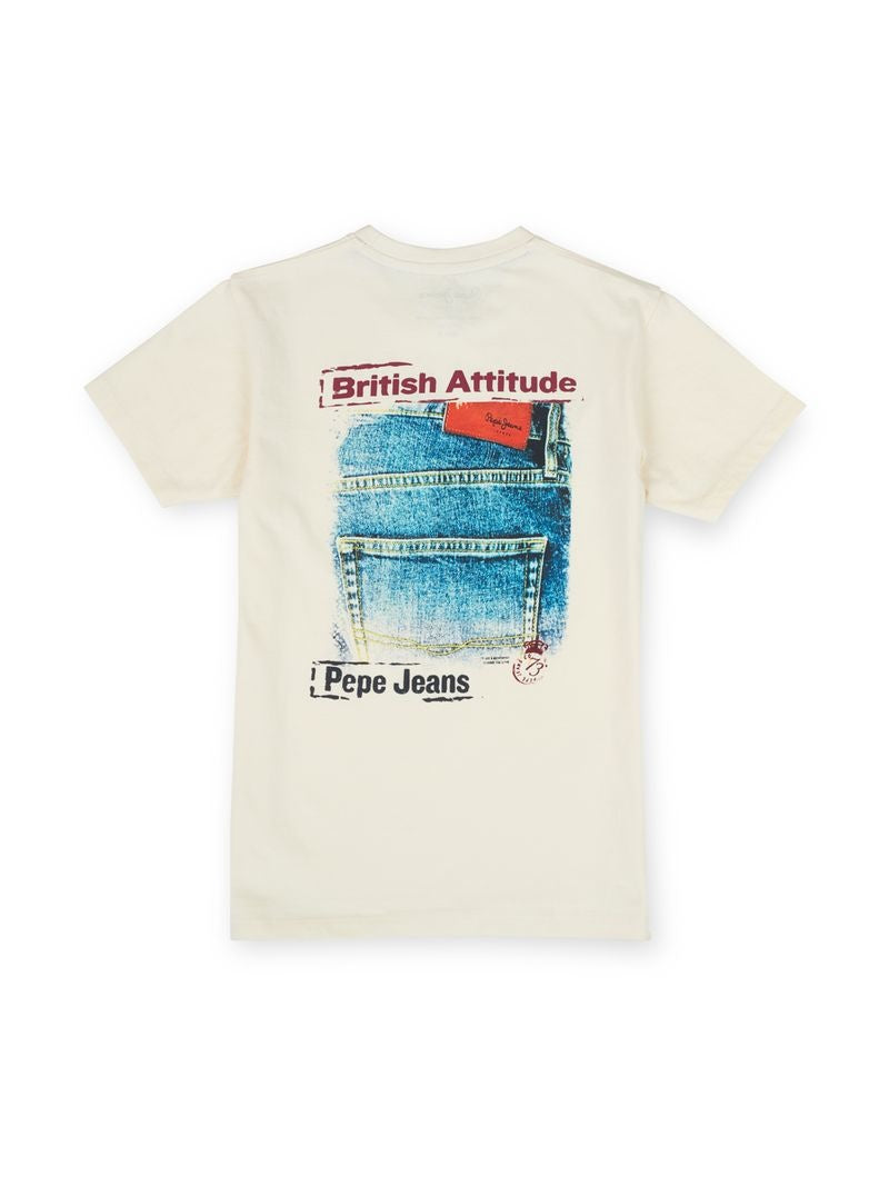 Boys Ivory Graphic Print Regular Fit T-Shirt