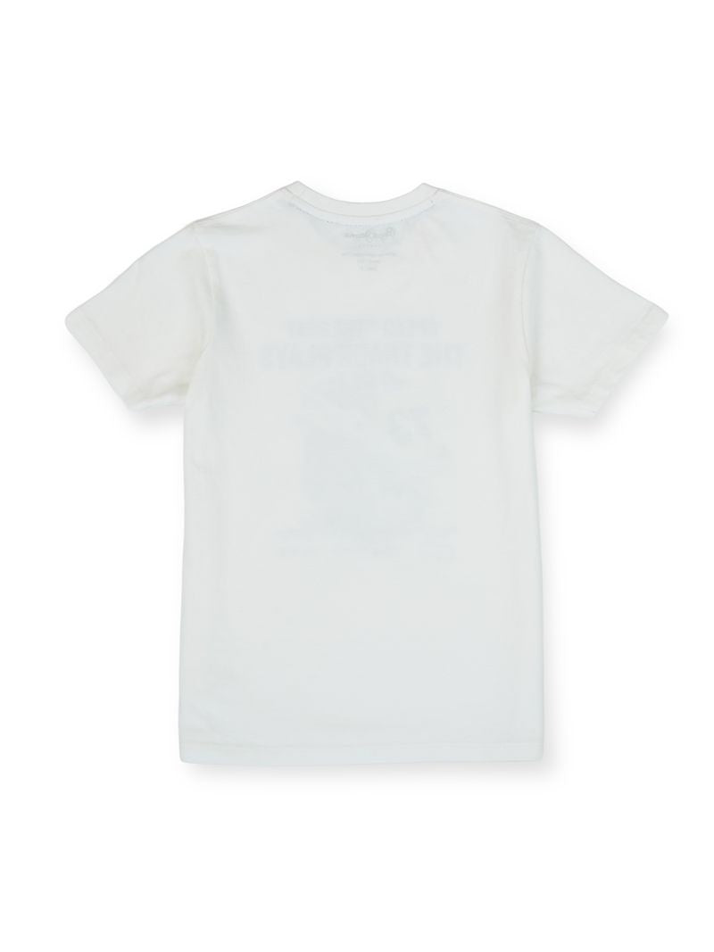 Boys Ecru Graphic Print Regular Fit T-Shirt Short Sleeves