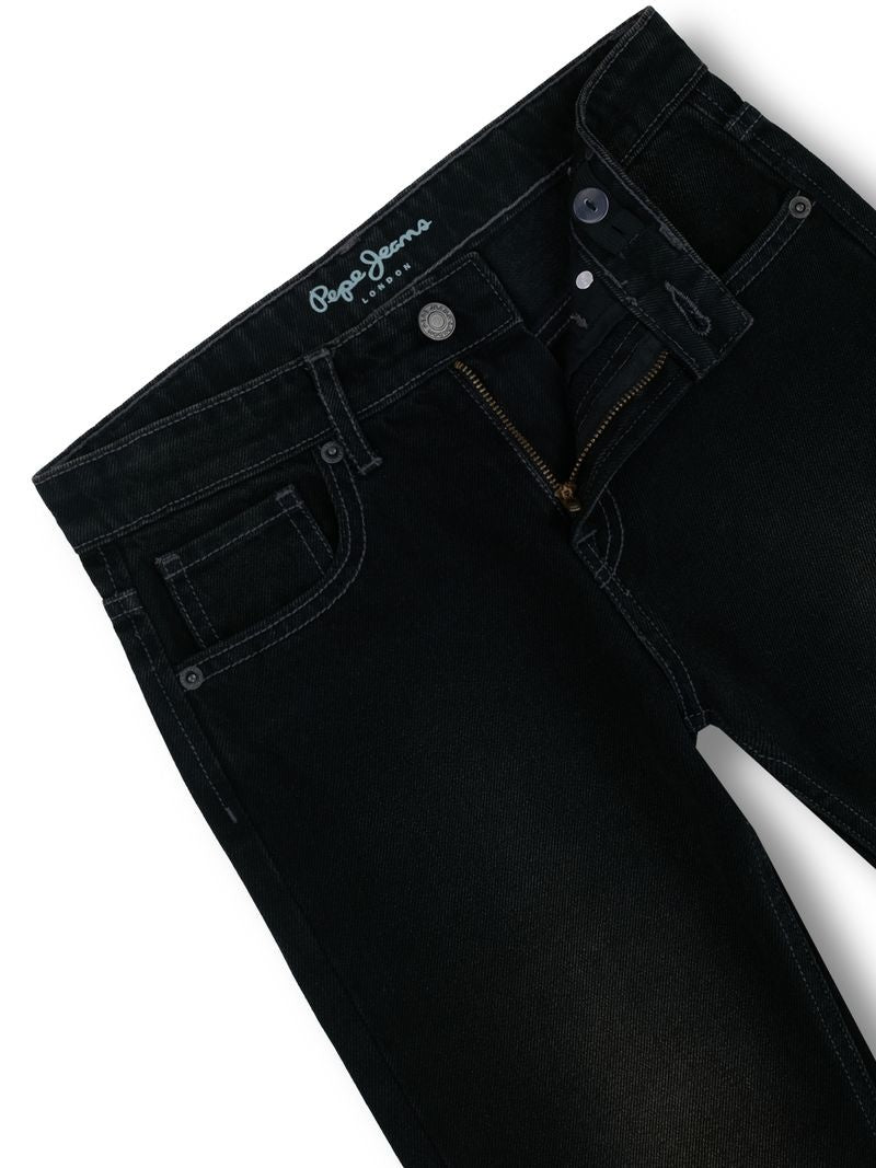 Boys Black Tinted Solid Skinny Fit Jeans
