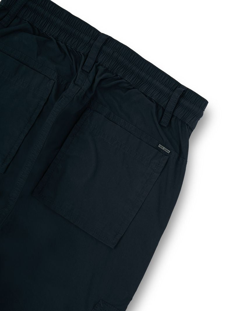 Boys Navy Solid Skinny Fit Cargo