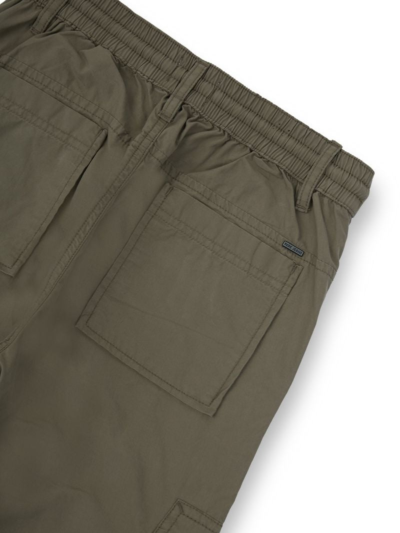 Boys Olive Solid Skinny Fit Cargo
