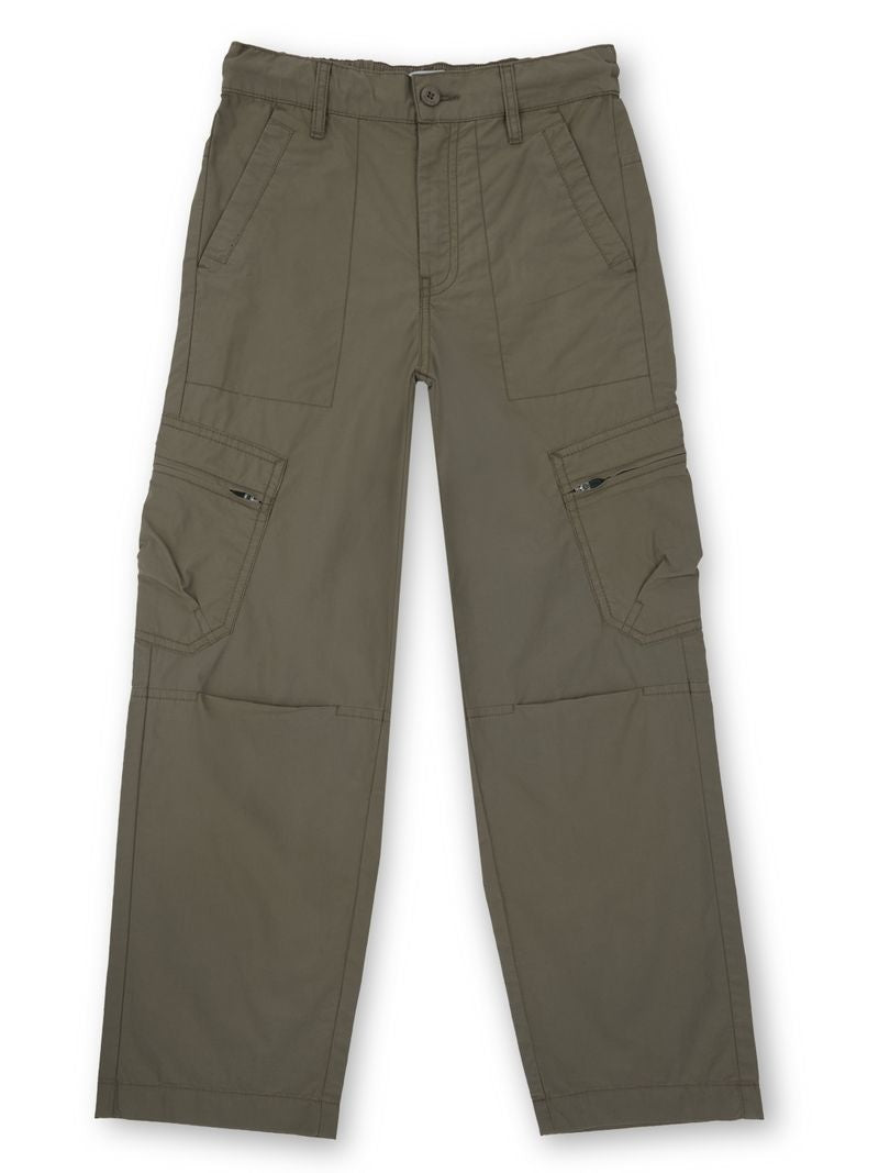 Boys Olive Solid Skinny Fit Cargo