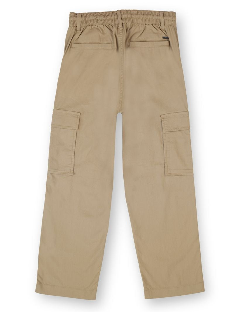 Boys Lt Khaki Solid Skinny Fit Cargo