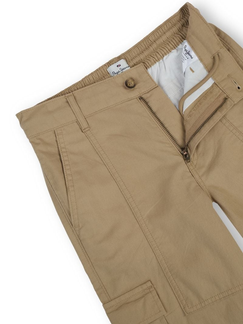Boys Lt Khaki Solid Skinny Fit Cargo