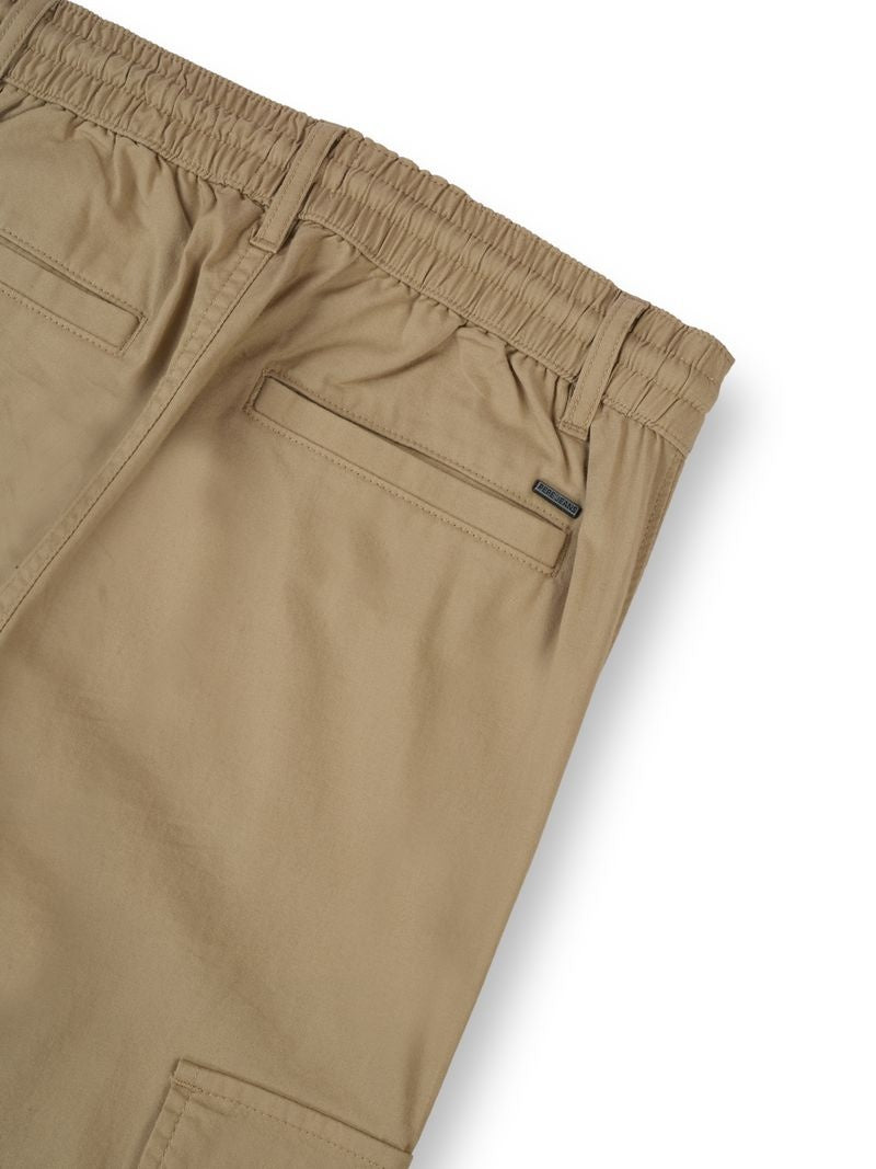 Boys Lt Khaki Solid Skinny Fit Cargo