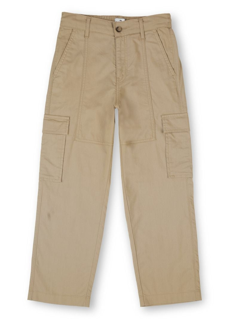 Boys Lt Khaki Solid Skinny Fit Cargo