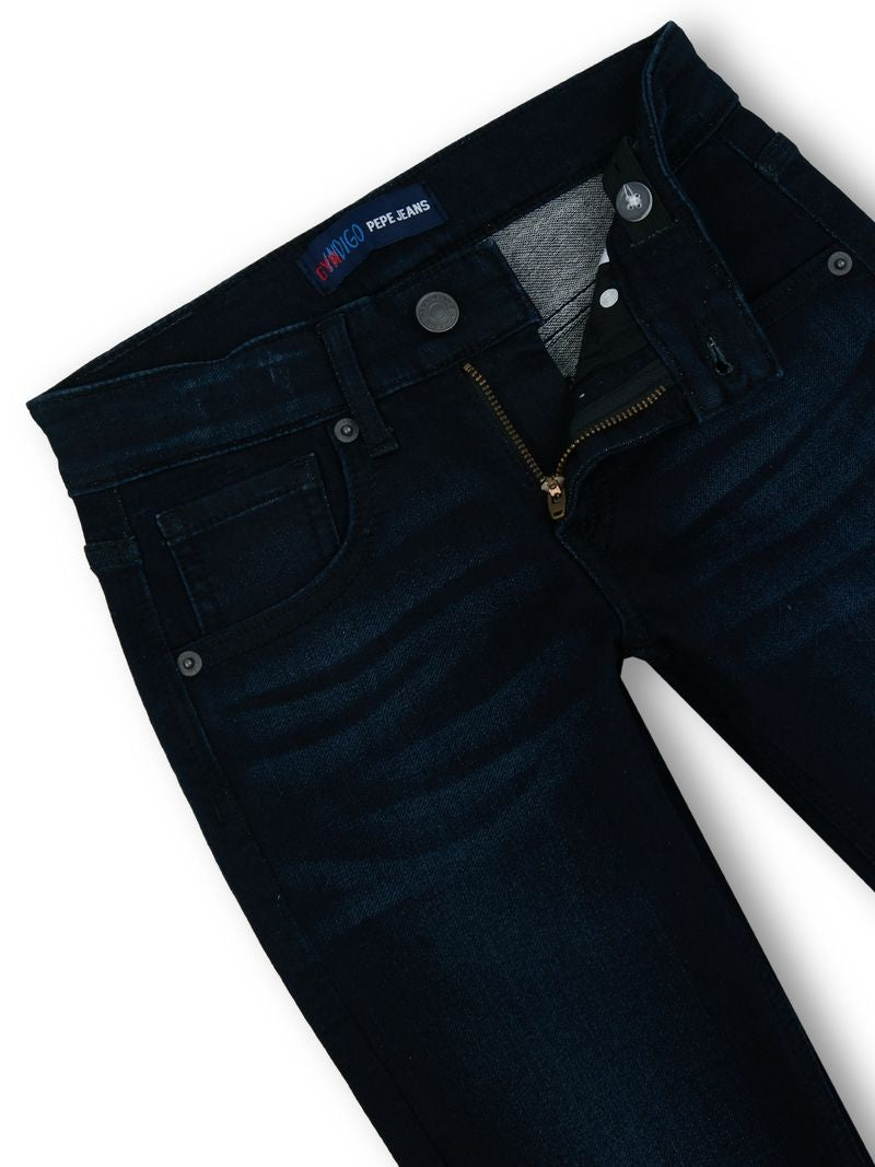Boys Dk Grn Usd Solid Slim Fit Jeans