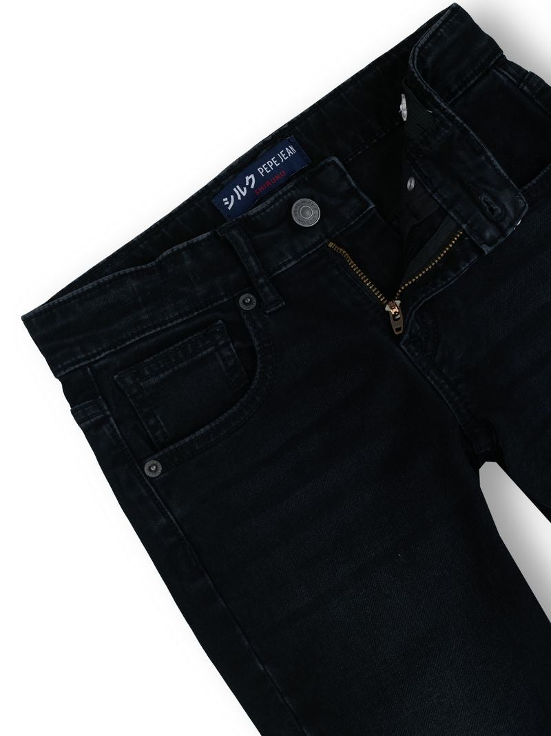 Boys Black Used Solid Slim Fit Jeans