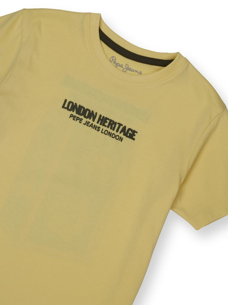 Boys Yellow Graphic Print Regular Fit T-Shirt